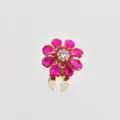 Lusso francese colorato strass fiore spilla elegante anti-esposizione sciarpa fibbia camicia bottone - Rosso rosa