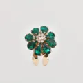 Elegante bottone floreale in strass verde, fibbia anti-riflesso per camicia, spilla chic da donna. - Verde Scuro