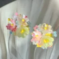Colorful beaded flower button set, dopamine aesthetic shirt cuff decoration accessories - Multicolor