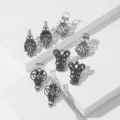 Vintage antique silver hollow out shawl clip cardigan brooch scarf clip set detail view. - Jewelry Combo