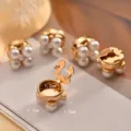 Elegant pearl metal shirt buttons removable collar clip decorative clothing accessories new. - 15mm / Gold Base Pearl