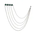 European American green diamond chain brooch suit lapel pin elegant fashion clothing accessories - Green Rhombus Rhinestone (Silver Tone)