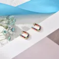 Colorful rhinestone U-shaped earrings, stylish copper metal minimalist ear studs for women. - Letter U
