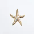 Goldene Seestern Brosche Kragenclip mit Perlen und Strass, elegantes Hemd Accessoire. - Gold Großer Seestern