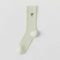 Calzini donna cotone estate sottili con ricamo fiocco nero design a rete traspirante variante - Taglia unica / Verde chiaro