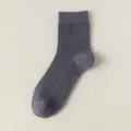 Calzini uomo traspiranti in cotone a rete tubo medio tinta unita calze casual - Taglia unica / Grigio Bluastro