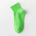 Green short cotton socks for women, comfortable ankle socks for spring and summer daily wear. - One Size / Green