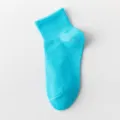 Light blue ankle socks for women, comfortable breathable cotton short socks for summer. - One Size / Blue