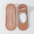 Calcetines de yoga antideslizantes para mujer, algodón transpirable para pilates y fitness. - Talla única / Caramelo