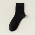 Men's black mid-tube breathable mesh cotton socks spring and autumn casual sports socks - One Size / Black