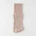 Hombres comodos transpirables algodon cinco dedos calcetines tubo medio rosa diario - Talla única / Caqui