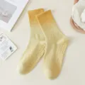 Gradient yellow non-slip yoga socks for women, mid-tube pilates and fitness socks. - One Size / Yellow