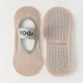 Pink non-slip yoga socks for women, breathable low cut pilates socks with grip dots. - One Size / Khaki