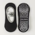 Black Non-Slip Yoga Socks for Women Anti-Skid Pilates Socks with Grip and Elastic Strap - One Size / Black