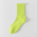 Calcetines deportivos de hombre verde neón algodón correr baloncesto suela de rizo - Talla única / Altas / Verde Fluorescente