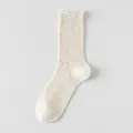 Calze donna estate sottili filo maculato gambaletto rete traspirante volant pizzo - Taglia unica / Bianco Crema