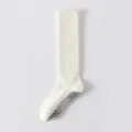 Calze sportive lunghe di compressione bianche con suole antiscivolo per yoga e fitness. - Taglia unica / Bianco Crema