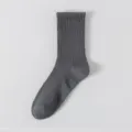 Men's grey mid-tube crew socks daily wear casual cotton socks breathable design comfortable fit - Plus Size (EU 44-50) / Dark Gray