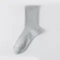 Men Plus Size Grey Cotton Crew Socks Breathable Summer Thin Extra Large Plain Sock - Plus Size (EU 44-50) / Light Gray