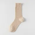 Donna estate sottile filato macchiato colorato calze tubo medio rete traspirante cotone - Taglia unica / Colore pelle