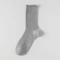 Women Grey Speckled Ruffle Crew Socks Breathable Mesh Cotton Cute Variant Socks - One Size / Light Gray
