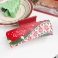 Red Christmas hair claw clip with festive snowflake print and elegant matte finish for women and girls. - Christmas #1 - Rectangular / Red