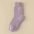 Gemütliche Damen Kaschmir Socken in Lila, dicke warme Wintersocken Strickstrümpfe für Damen - Einheitsgröße / Lila