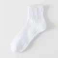 Calcetines deportivos blancos para hombre de algodón puro, ideales para correr con suela acolchada. - Talla única / Calcetines de caña alta / Blanco