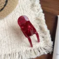 Rote Acetat Haarklammer minimalistische U-förmige Haifischklammer Haarspange Damen Friseur - Rot