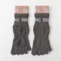 Non-slip five toe yoga socks for women, breathable pilates fitness floor socks with grips. - One Size / Dark Gray