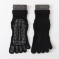 Non-slip five toe yoga socks black pilates fitness exercise floor socks grip sports socks - One Size / Black