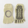 Rutschfeste Fünf-Zehen-Yogasocken für Damen, atmungsaktive Pilates-Fitness-Sportsocken. - Einheitsgröße / Grün