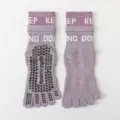 Non-slip five-toe yoga socks for women, ideal for pilates, fitness, dance, and floor gym. - One Size / Purple