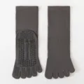Dunkelgraue Zehensocken mit Noppen Yoga Socken rutschfeste Pilates Socken Damen Fitness - Einheitsgröße / Dunkelgrau