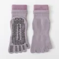 Purple five toe yoga socks non slip grip pilates fitness socks for women indoor sports - One Size / Purple