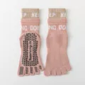 Chaussettes de yoga antidérapantes à cinq doigts pour femmes, fitness et pilates. - Taille unique / Rose