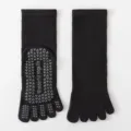 Schwarze Fünf-Finger Anti-Rutsch Yoga Socken mit Noppen für Damen Pilates Sport Fitness - Einheitsgröße / Schwarz