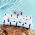 Blauer Hai Print Haarklammer weisser Acryl Haarschmuck fuer Damen Alltag Styling neu - Mittlere quadratische Blöcke