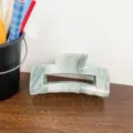 Acryl marmorierte quadratische Haarklammer, minimalistische grüne Haarklammer für elegante Frauen. - Rauchiges Cyan (10cm)