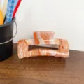 Acryl marmoriert quadratisch Haarklammer, stilvoll modisch Haargriff für Damen Alltag. - Felsrot (10cm)