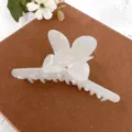 Koreanischer Acetat Haarklammer mit Kristall Schleife, elegante Schmetterling Haarklammer. - L / Meerjungfrau Weiß