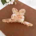 Azetat Haarklammer süße Hasenohr Schleife Strass Hai Klammer Haarschmuck für Damen. - L / Orange