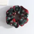 Chouchou écossais de Noël avec motif de flocons rouge et vert - Style De Noël - Rayures Rouges Et Vertes En Forme De Flocons De Neige