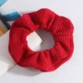 Grand chouchou en tricot rouge élégant élastique à cheveux au crochet pour femmes et filles - Rouge de Noël Tricoté