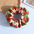 Chouchou de Noël en tissu avec motif à carreaux rouge et vert festif pour femme - Carreaux Rouge et Vert