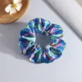 Chouchou en satin bleu avec motif de Pâques - Noël Bleu Paon