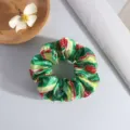 Chouchou en satin à motif de Noël vert et rouge pour la coiffure festive des femmes - Noël Vert et Jaune