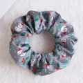 Chouchou de Noël gris avec motifs de bonhomme de neige et sucre d'orge pour femme - Noël Bonhomme de Neige Gris