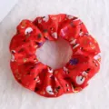 Chouchou de Noël rouge avec motif de bonhomme de neige sur peluche - Imprimé Bonhomme de Neige Cartoon / Rouge