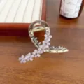 Französische transparente Blumen Haarklammer mit Strass, elegante Haifischklammer für Damen. - 8.3cm / Lila